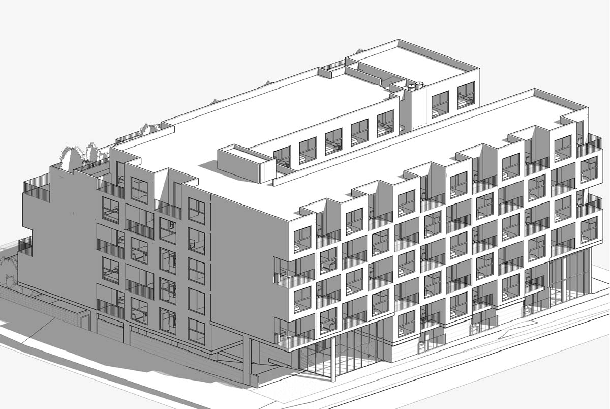 Rendering of the completed 2136-2140 Westwood project